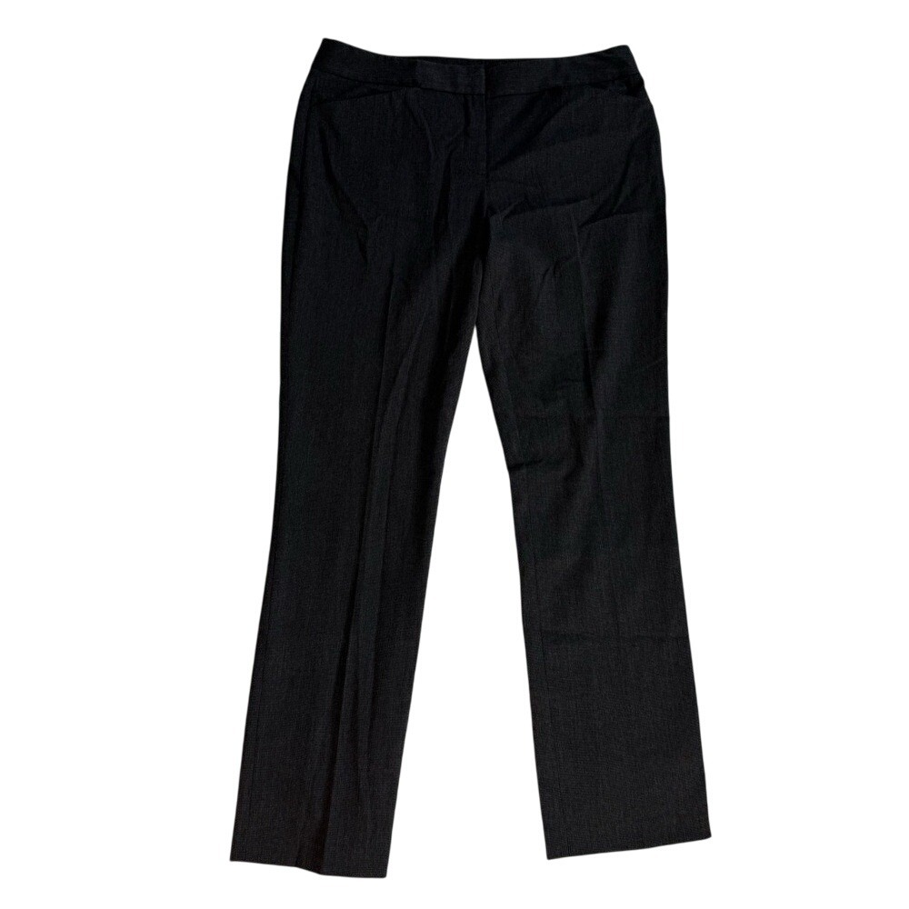 Tahari Elegant Black Micro-Herringbone Straight Leg Career Pants Women's 8 EUC